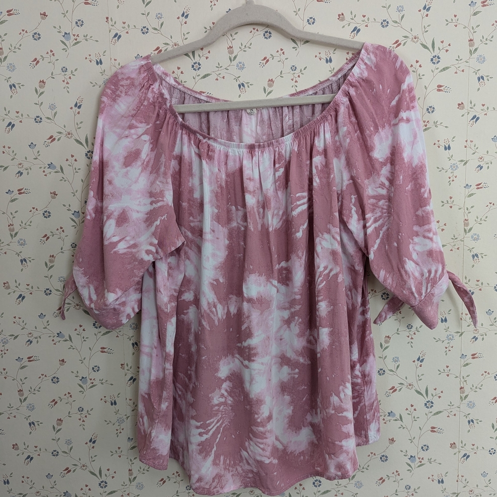 🩷 Purple Rain Tie-Dye 1X Top Boho Hippie Art to Wear Art Teacher Granola